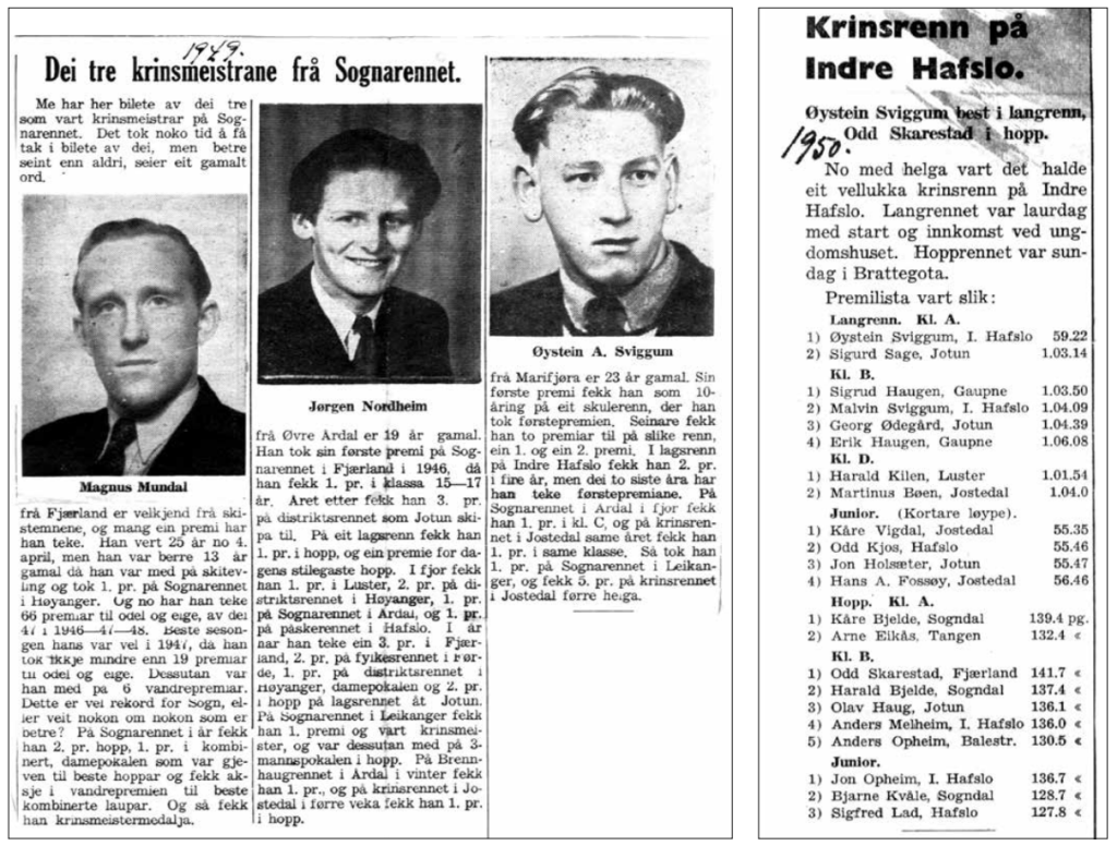 Faksimile frå "Sogn og Fjordane" i 1949 og 1950
